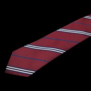 Tommy Hilfiger Silk Tie Burgundy Navy White Stripe Two Tone Tailored Collection